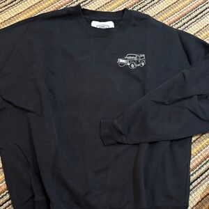 Black Crewneck Sweater with Embroidered Design